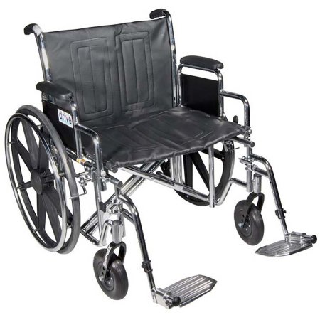 Wheelchair Bariatric drive™ Sentra EC Heavy Duty Dual Axle Full Length Arm Swing-Away Footrest Black Upholstery 22 Inch Seat Width Adult 450 lbs. Weight Capacity by Drive Medical  ID STD22ECDFA-SF